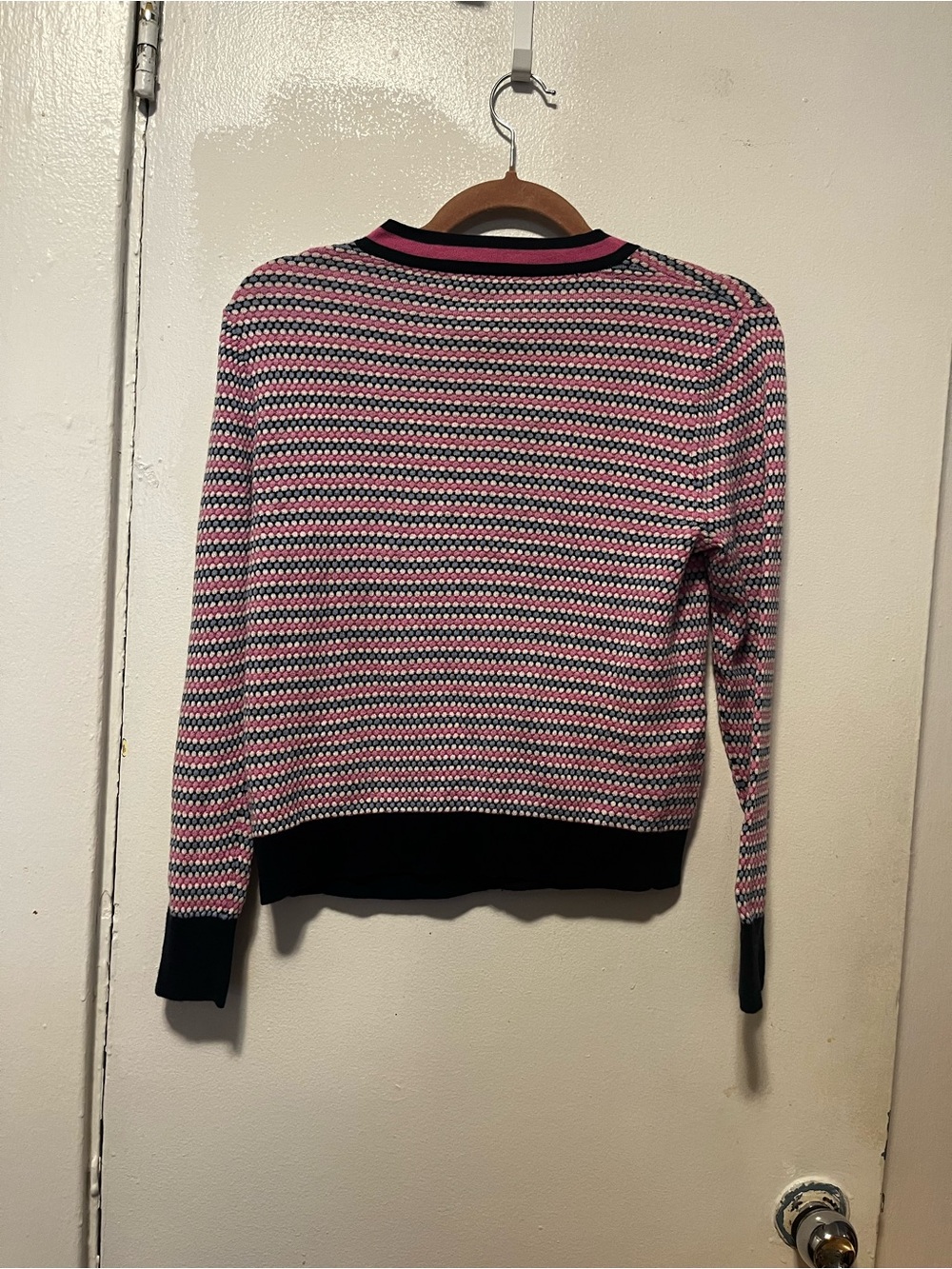 J. Crew Pink and Black Patterned Tie-Front Cardigan - Picture 2 of 3